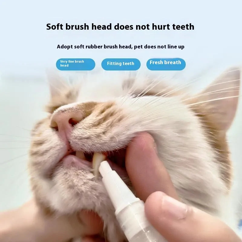 Pet toothbrush pen with integrated toothpaste for dog dental care