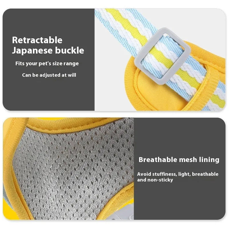 Explosion-proof anti-strangulation dog harness made of Oxford cloth with a 1.5m lead, shown in green.