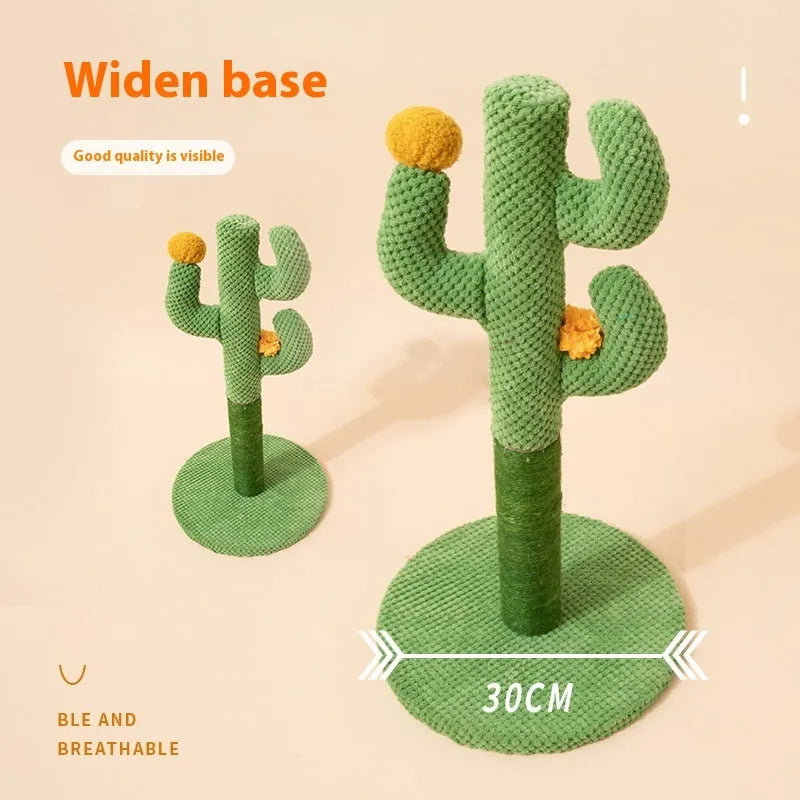 Green Masson cactus design cat scratching post and climber with sisal scratching surfaces.