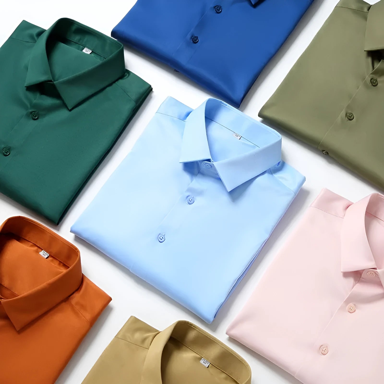 Men's solid colour long-sleeved shirt with a loose non-ironing fit