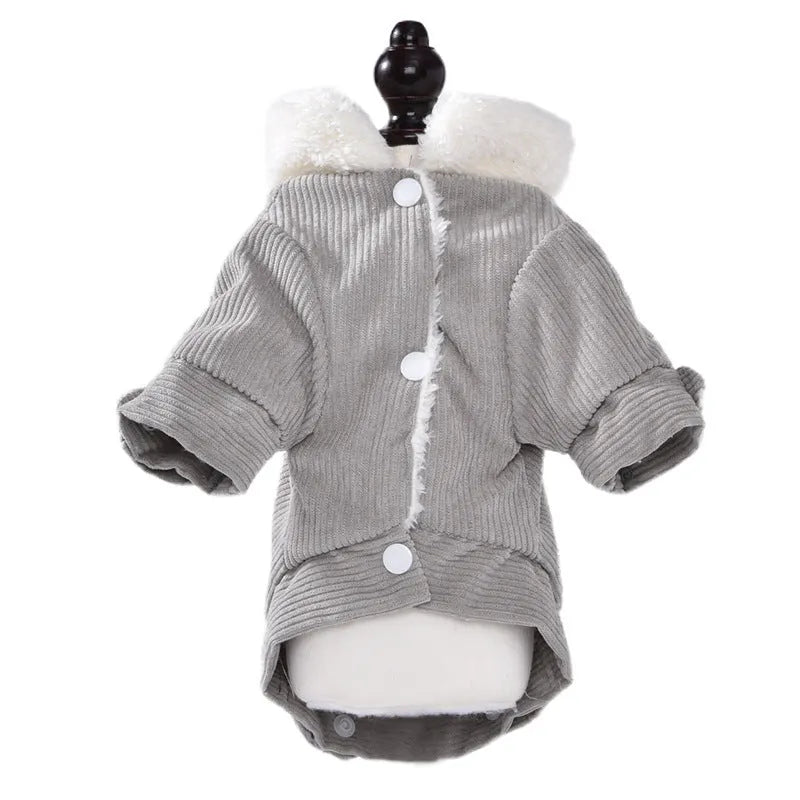Lambswool dog vest with wool lining in grey or pink colours for autumn and winter pet clothing