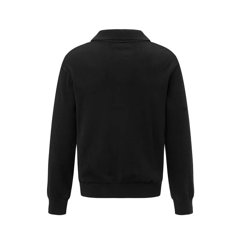 Loose fit acrylic blend pullover sweater in black, dark grey, or creamy-white.