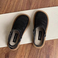 Linen slip-on hole shoes with mesh lining and rubber sole in milky white colour