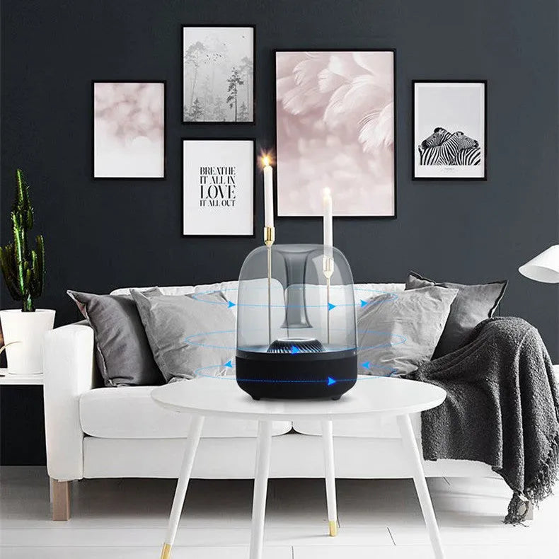 Blue glass desktop MINI computer speaker with bass, Bluetooth, and USB interface, 110 by 110 by 150 mm