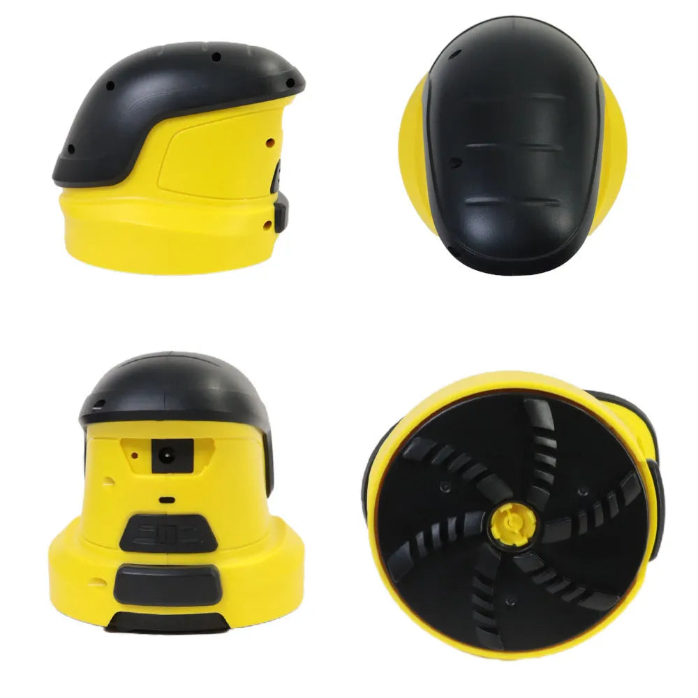 Yellow cordless electric ice scraper for car windows with USB charging cable