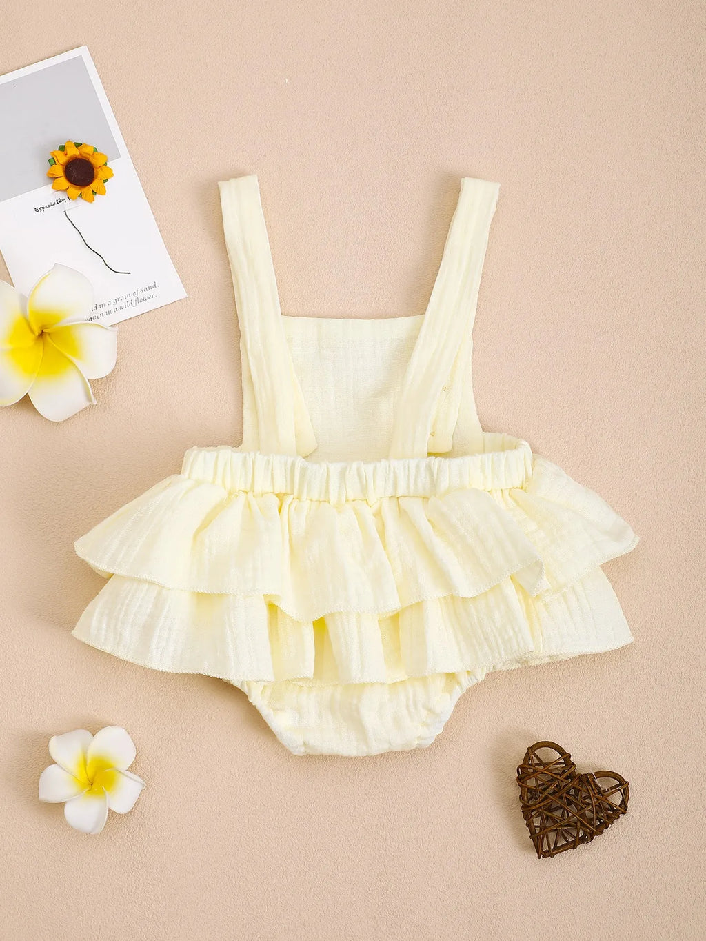 Baby cotton triangle jumpsuit sling dress in summer colours orange apricot white sleeveless hidden hook 0-18 months