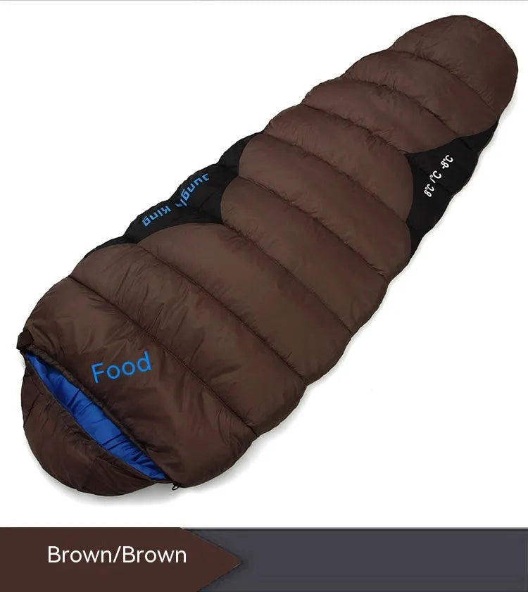 Mummy-style outdoor sleeping bag in army green with compression bag for camping