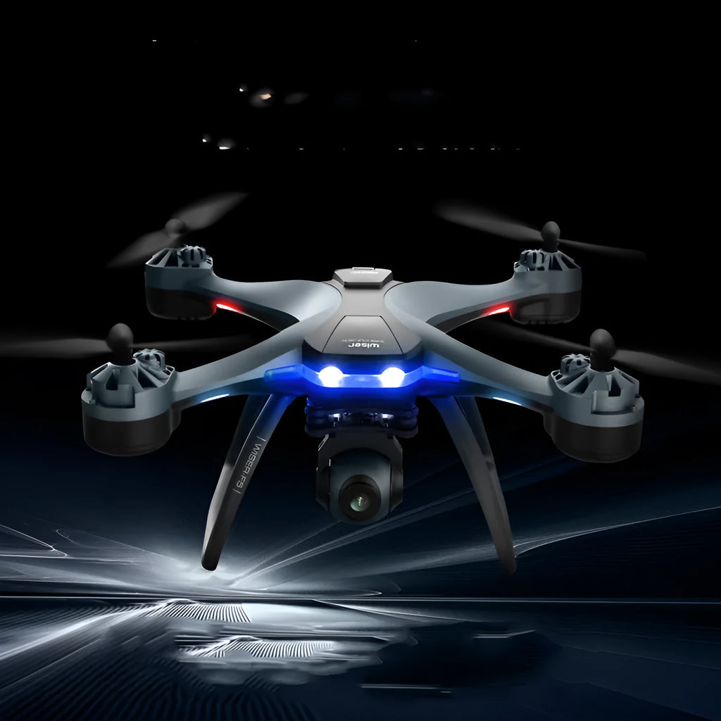 GPS quadrocopter drone with 4K dual cameras, anti-fall blade protection, and remote controller
