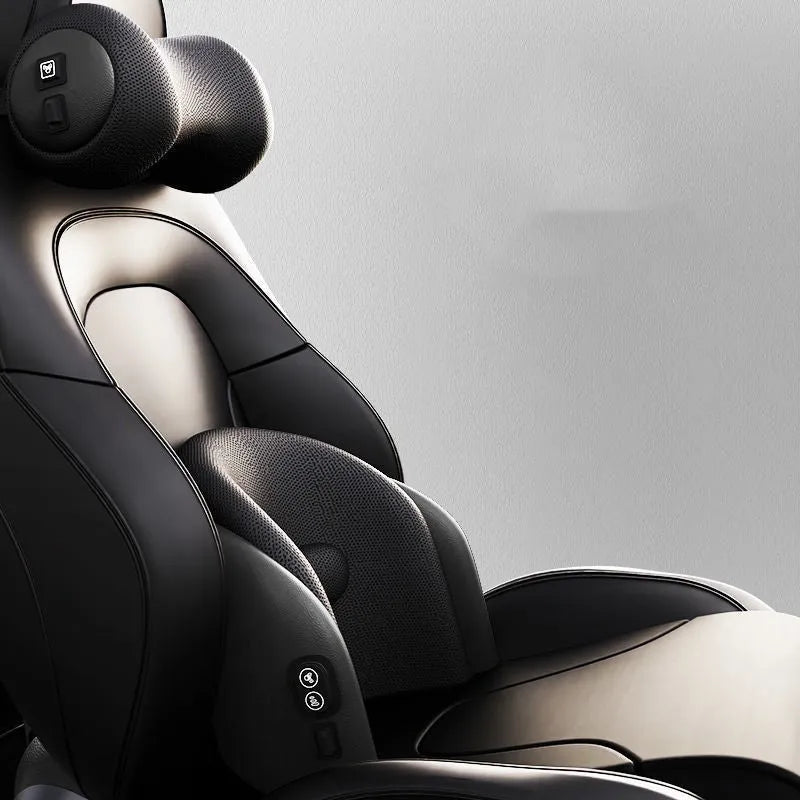 Car seat electric massage cushion in memory cotton with headrest and lumbar support options