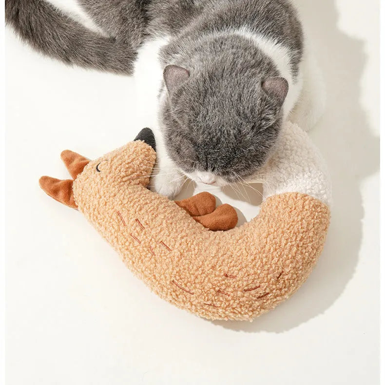 Cartoon fox and duckling design chew-resistant dog toys made from teddy velvet fabric.