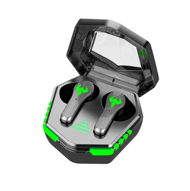Black N35 wireless in-ear Bluetooth gaming headset with earpieces