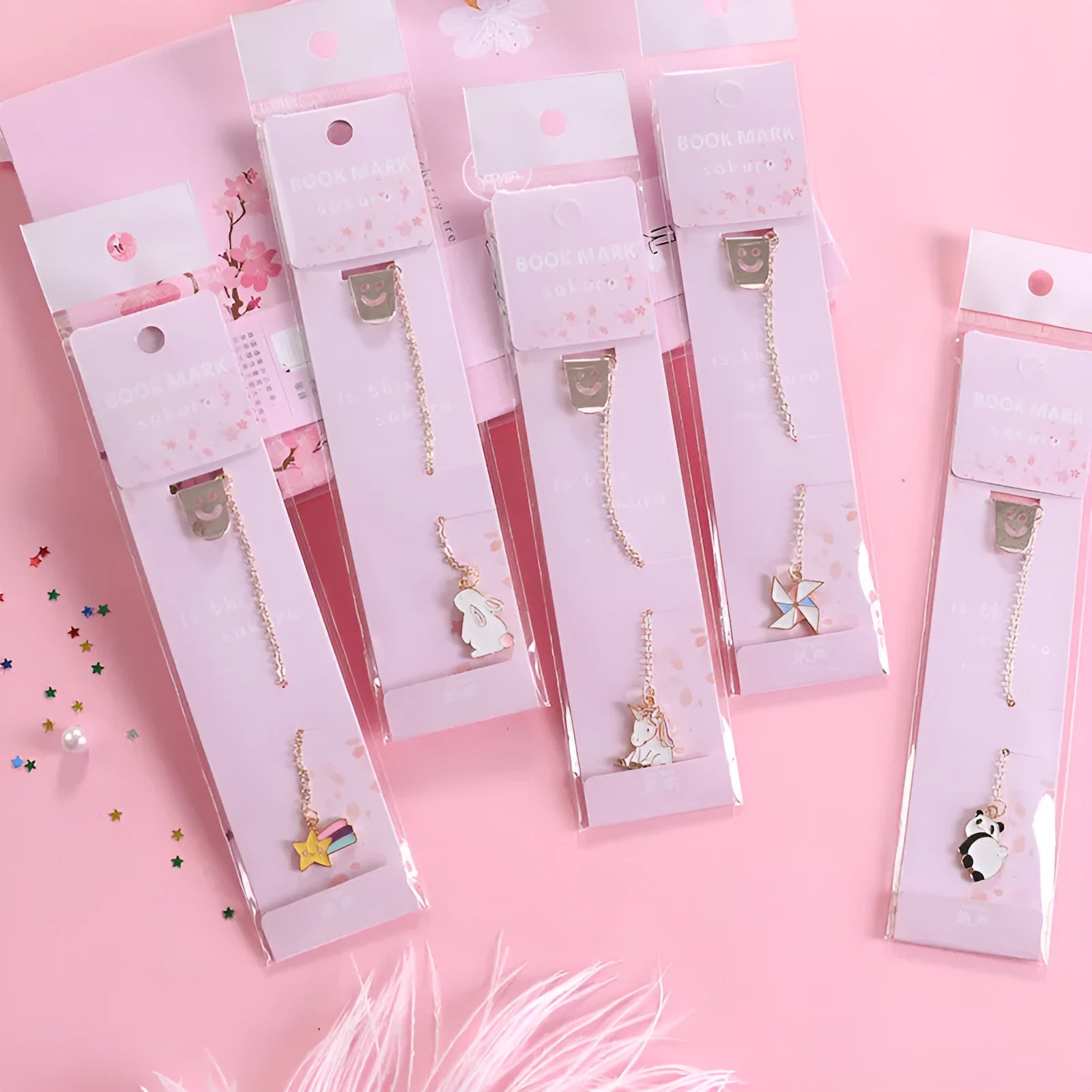 Creative cartoon metal alloy bookmark with decorative pendant design