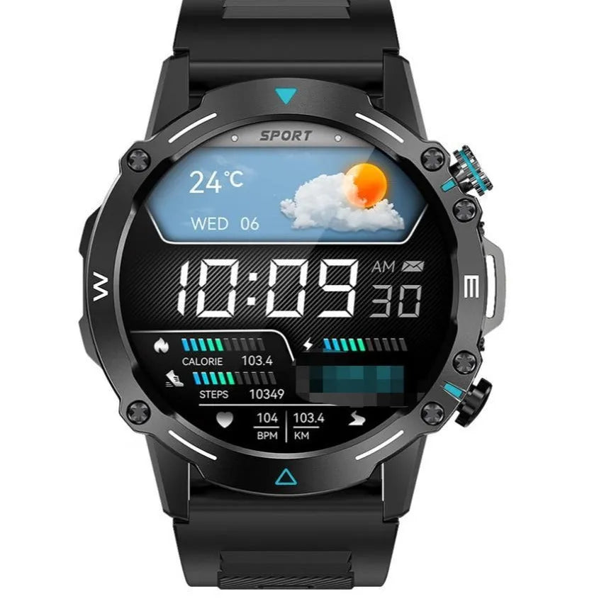 M42 smart watch in black, grey, or green with AMOLED display showing fitness metrics