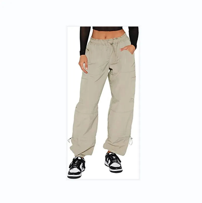 Men's loose-fit straight-leg cargo trousers with multiple utility pockets in a neutral colour.