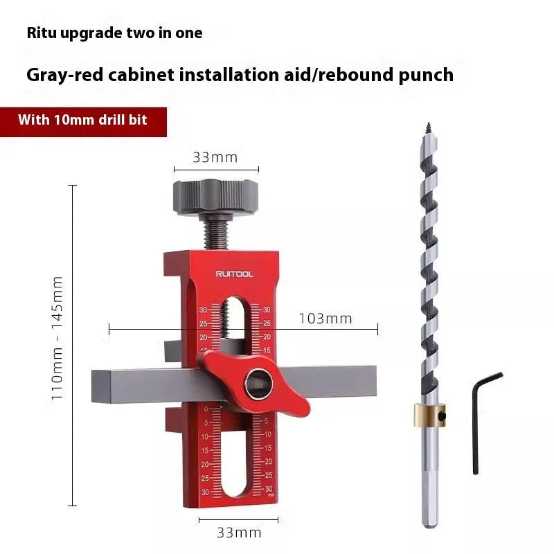 Aluminium alloy cabinet door installation aid tool for woodworking hinge placement
