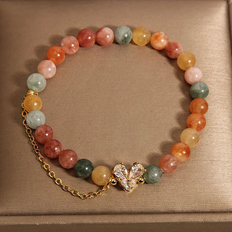 Fu Lu Shou crystal bracelet for women with V-shaped zircon charms and cartoon styling
