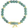 S925 sterling silver bracelet for women with a blue water round bead and cargo jade charm.