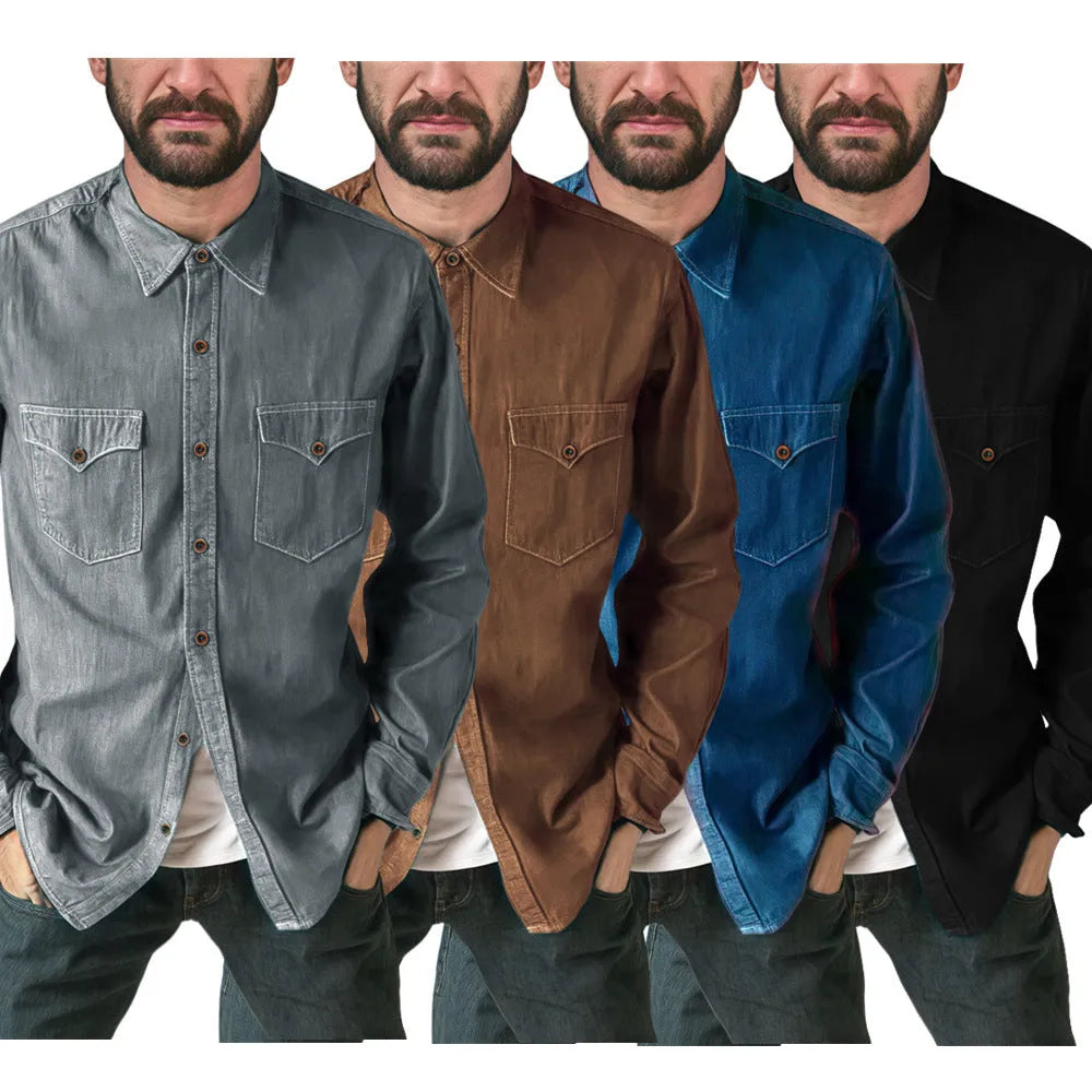 Regular fit denim cardigan coat in 100% cotton, shown in khaki colour