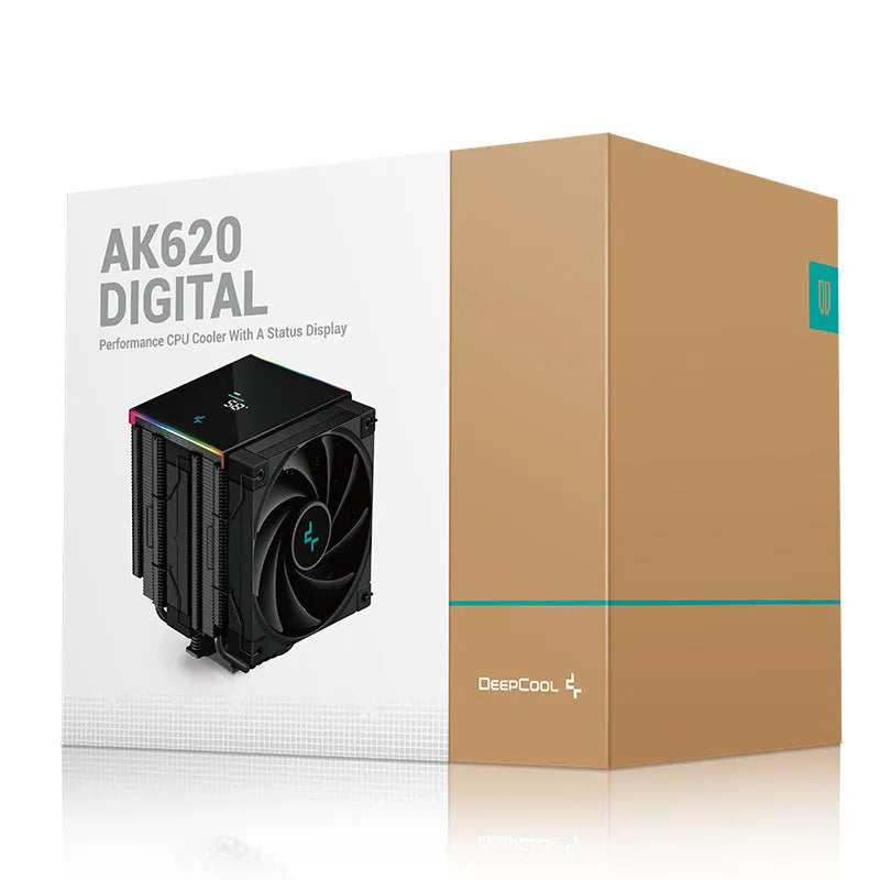 Twin tower computer CPU air cooler with digital display and copper aluminium radiator