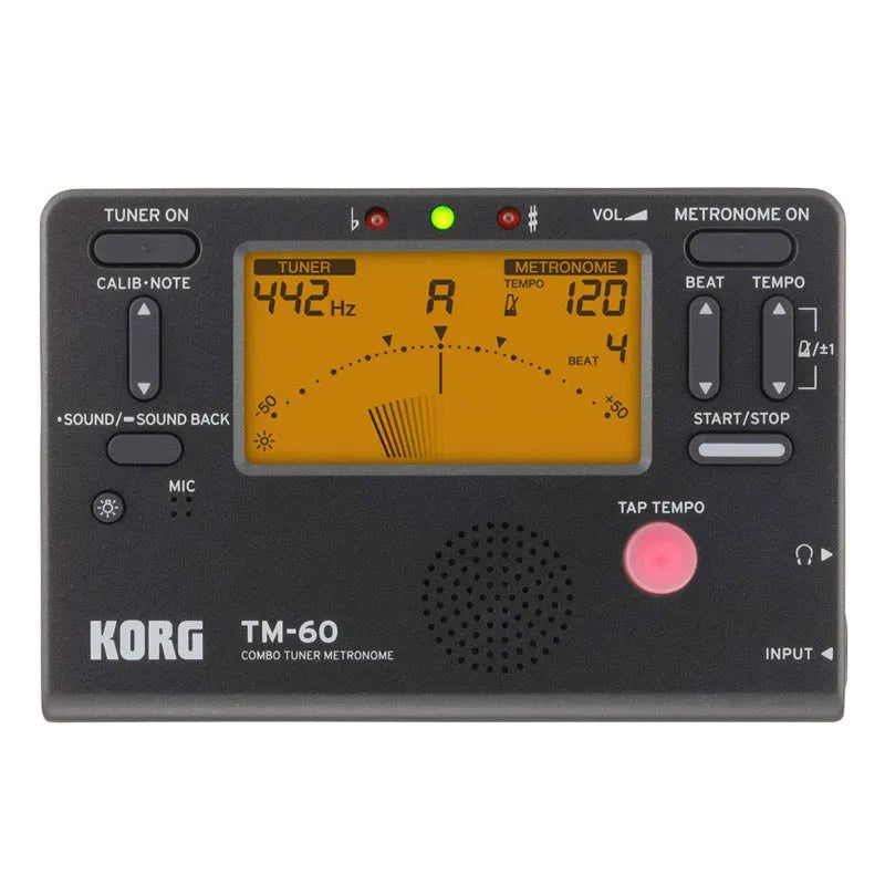 TM-60 black and white electronic tuner metronome with display and controls