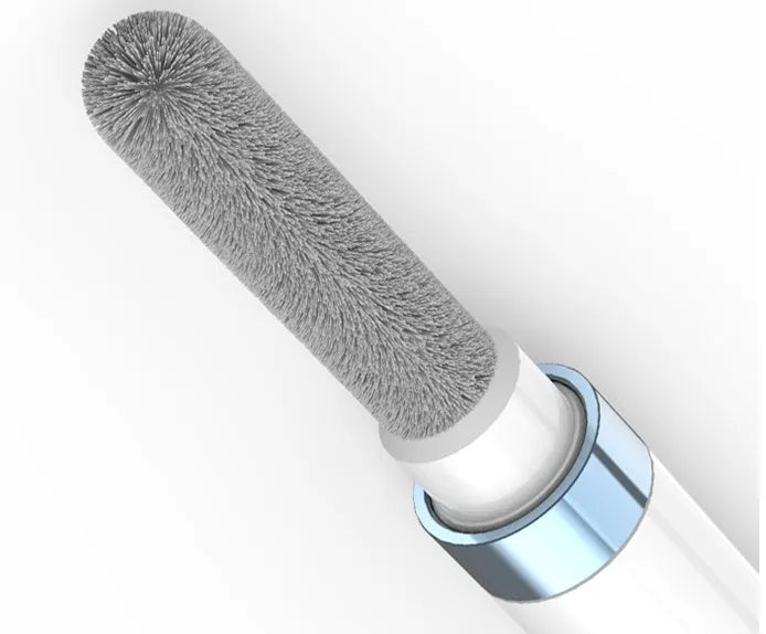Three-layer electronics cleaning pen with metal nib, sponge and brush for earphones and keyboards