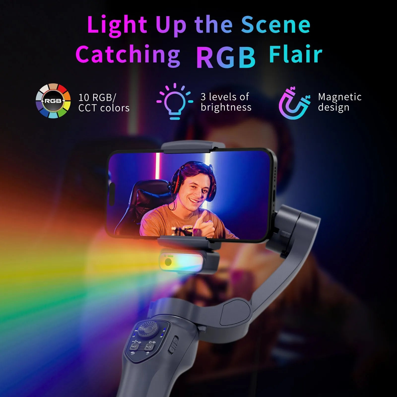 RK series foldable handheld smartphone gimbal stabiliser in gun colour finish