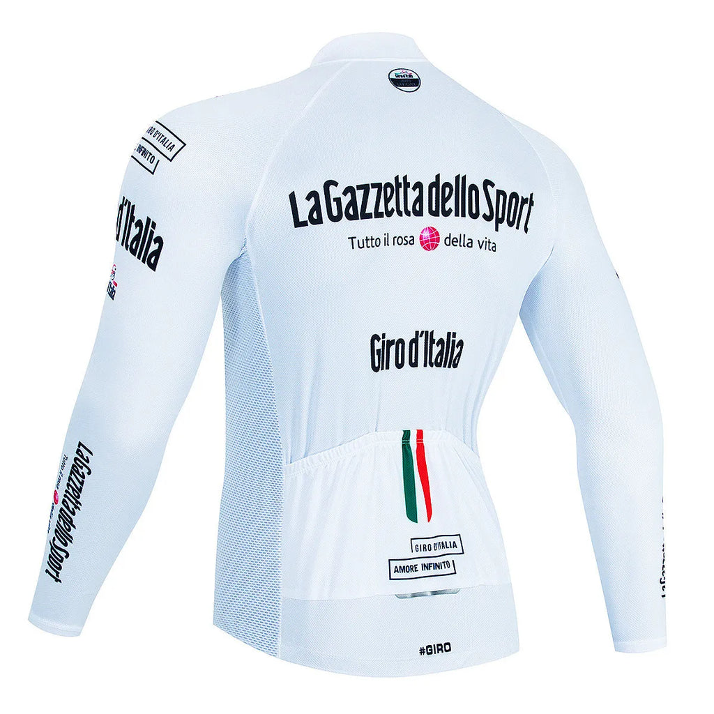 Long sleeve cycling jersey for mountain biking in a patterned colour, showcasing moisture-wicking fabric.