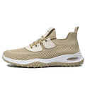 Flyknit breathable low-top running shoes in black and brown colour options with flat heel and mesh lining