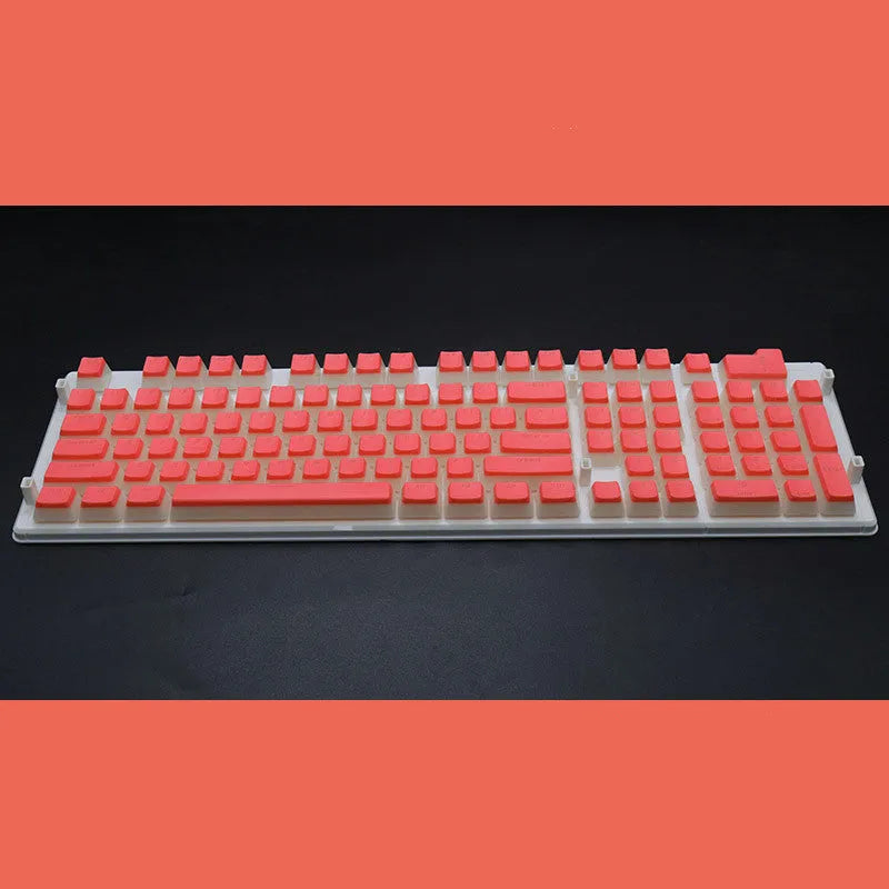Set of 108 translucent PBT keycaps for mechanical keyboards in various colours on a white background.