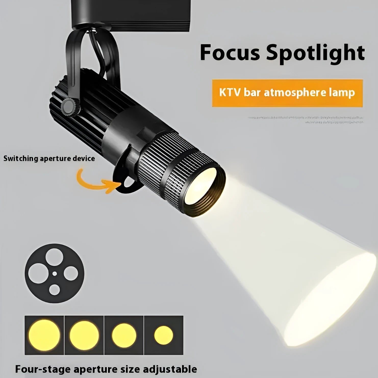 Black surface-mounted LED spotlight with aluminium shell for restaurant atmospheric lighting