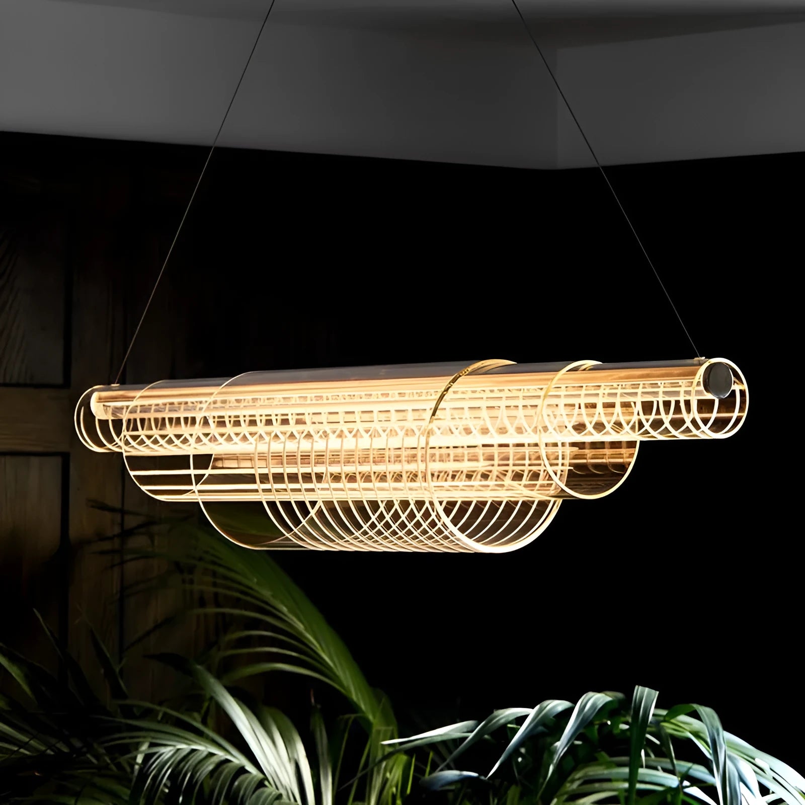 Modern minimalist glass pendant lamp with iron construction for restaurant and bar lighting