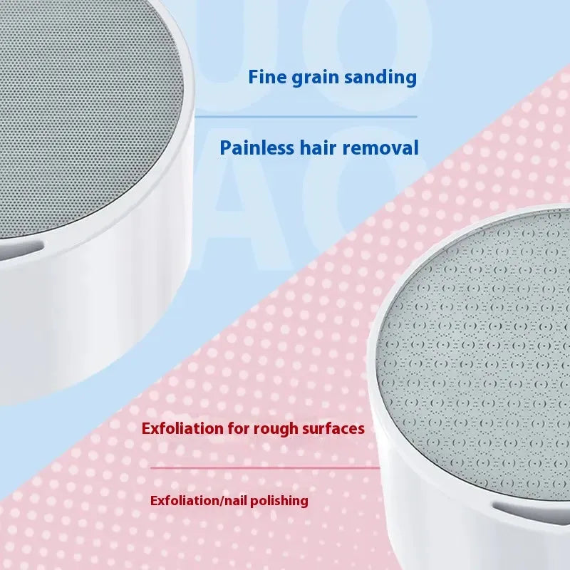 Nano glass 2-in-1 epilator and foot skin remover device in plastic body.