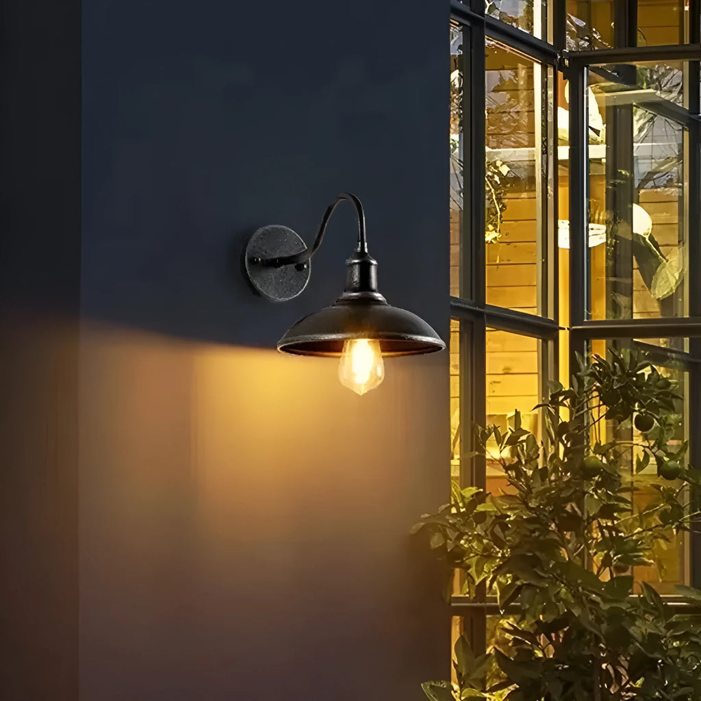 Retro style villa courtyard wall lamp in silver and copper finishes with adjustable installation angles