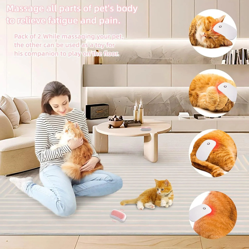 Pink electric pet massage brush with TPE teeth for cats and dogs