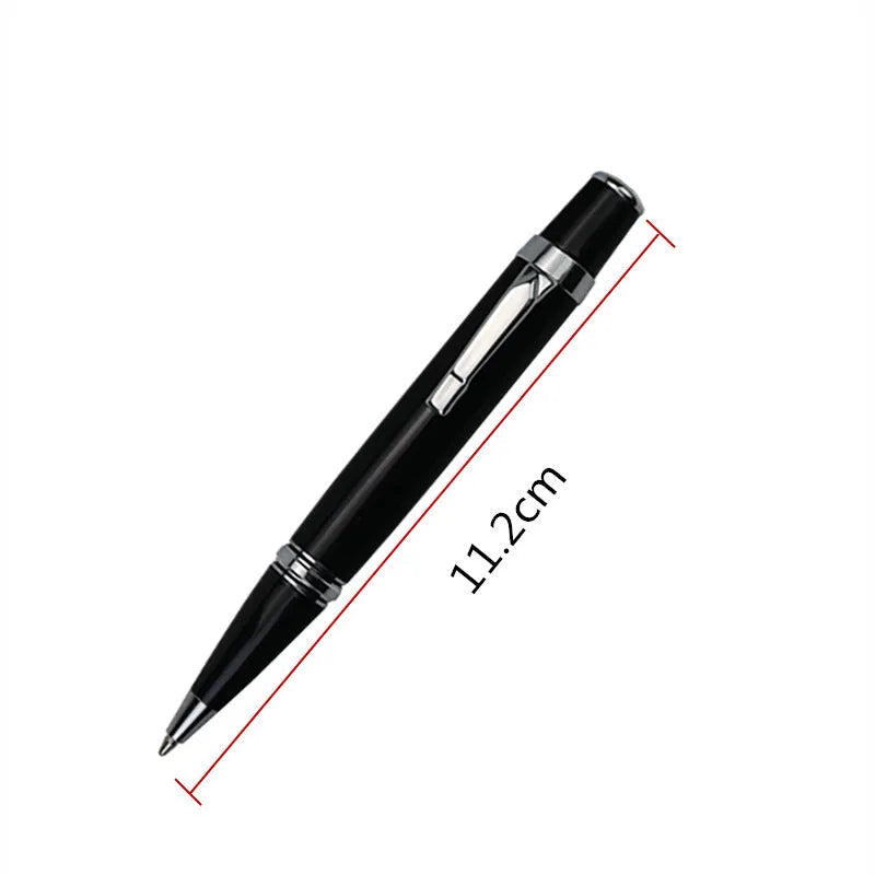 Black metal pocket signature pen with 0.7mm refill and two spare black refills