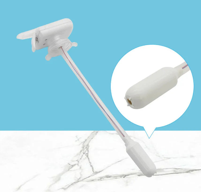 Electric pumping water device with long silicone straw and blue press handle in colour box.