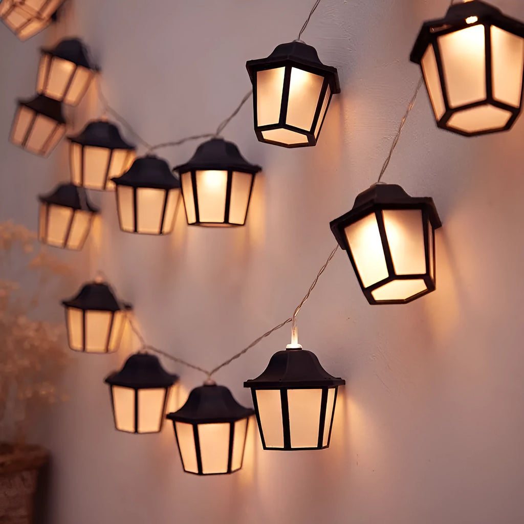 Solar retro lamp LED lighting chain with 10 warm white lantern bulbs on a 3.5-metre chain for garden villa decoration