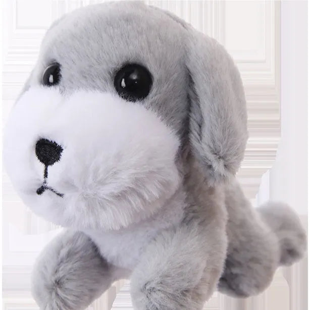 Simulation puppy plush toy pendant in camel colour, 10cm height, with keyring loop