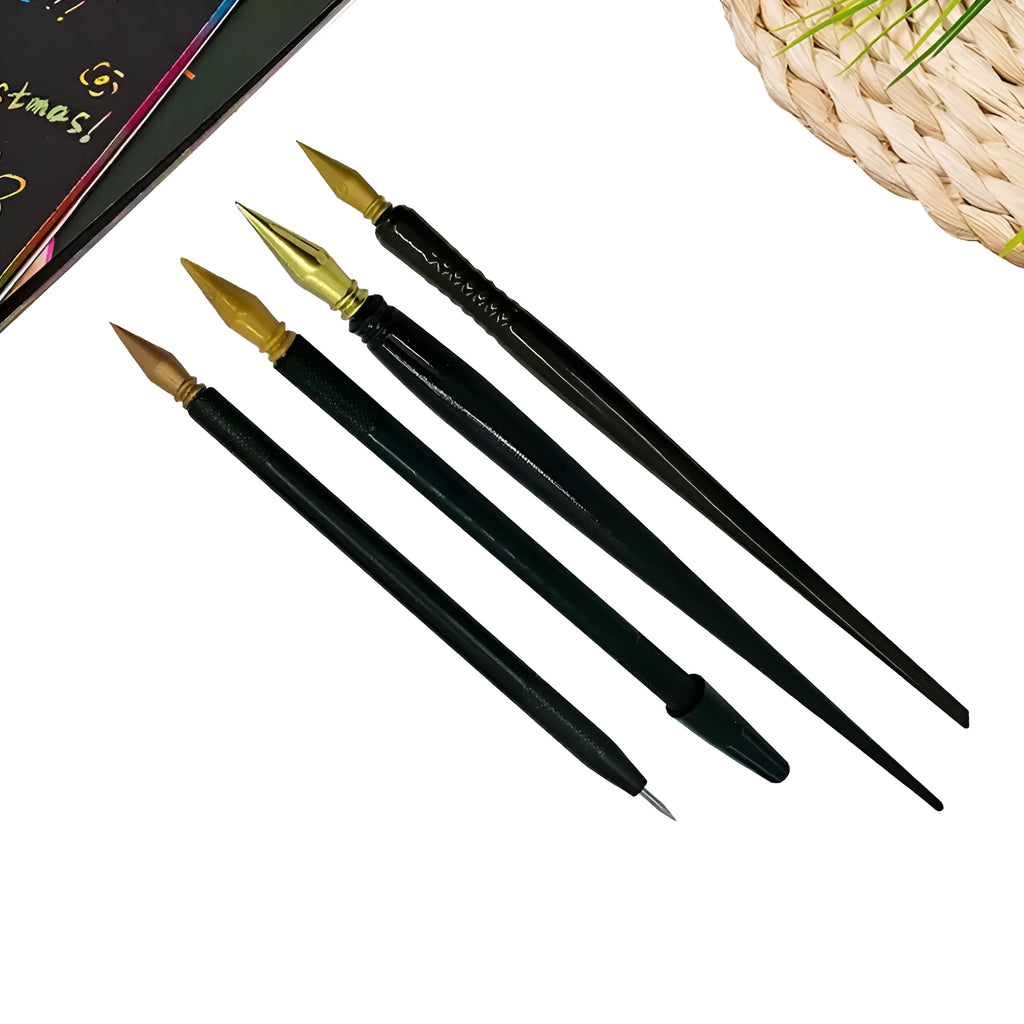 PS plastic scratch art pen with brush tip for children's drawing tools and craft projects