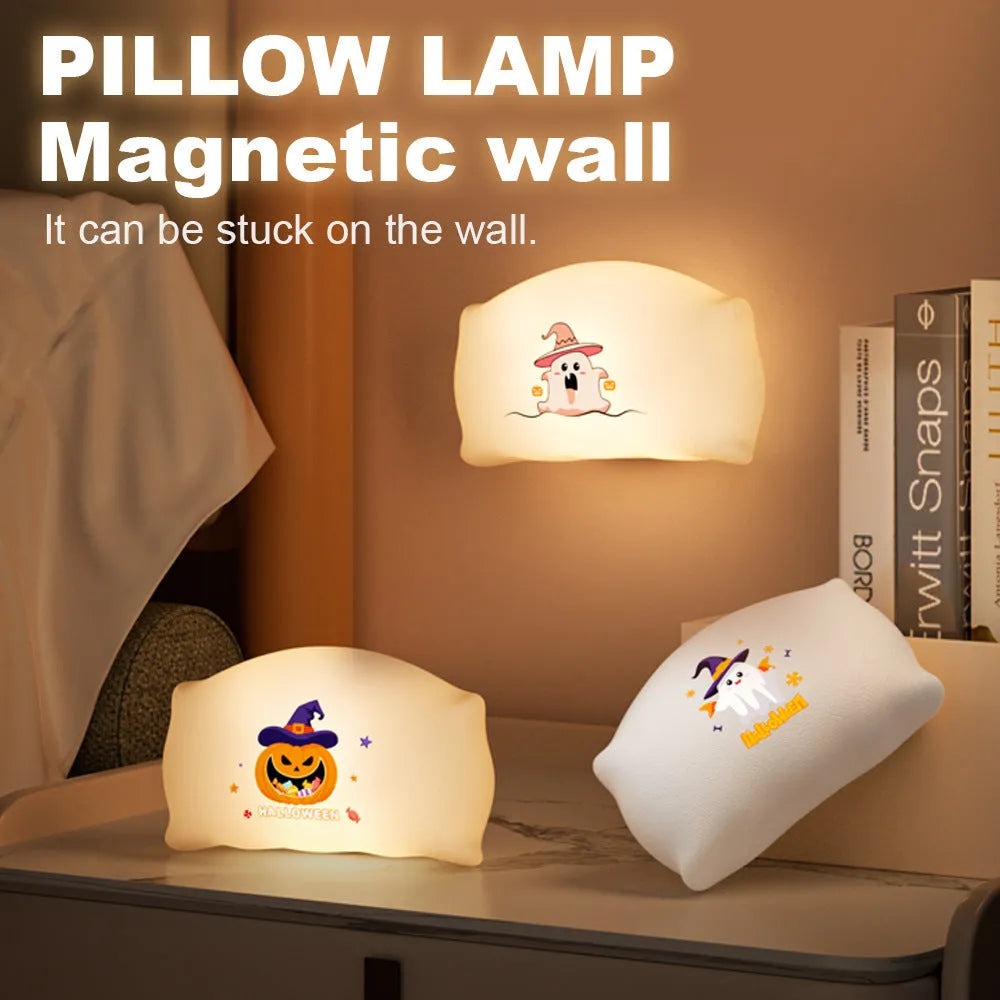 Cartoon Halloween doll table lamp in Magic Ghost or Pumpkin Ghost colour, showing compact size and warm LED light.