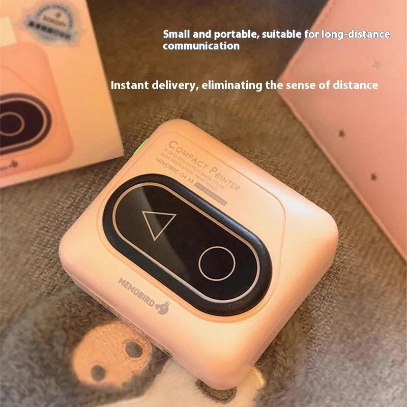 Bluetooth mini thermal pocket printer in avocado green with thermal paper roll and USB charging cable