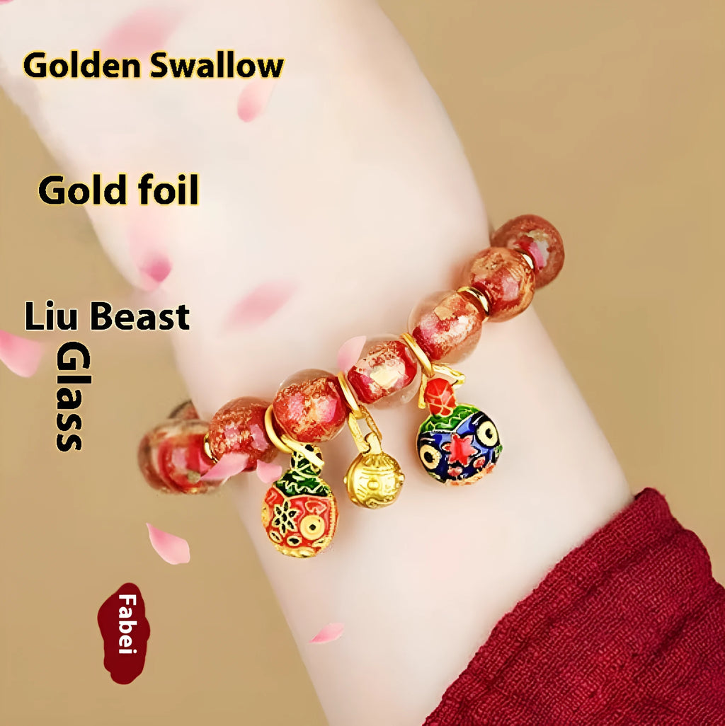 Ancient French glaze glass bracelet with geometric shapes in one of six colour options
