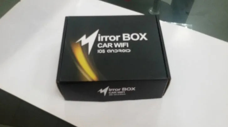 Black car mirror link box with Wi-Fi A/V converter for smartphone screen mirroring to car players