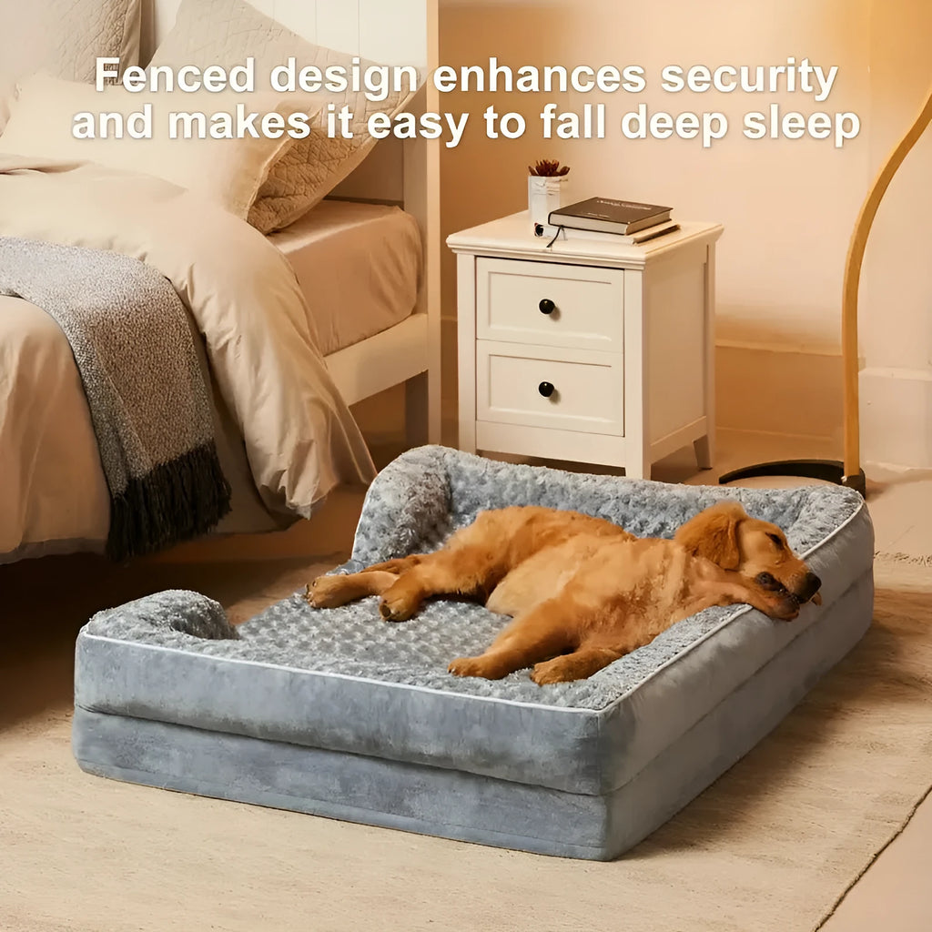 Waterproof fabric dog kennel with removable cover in light grey, dark grey and brown colour options