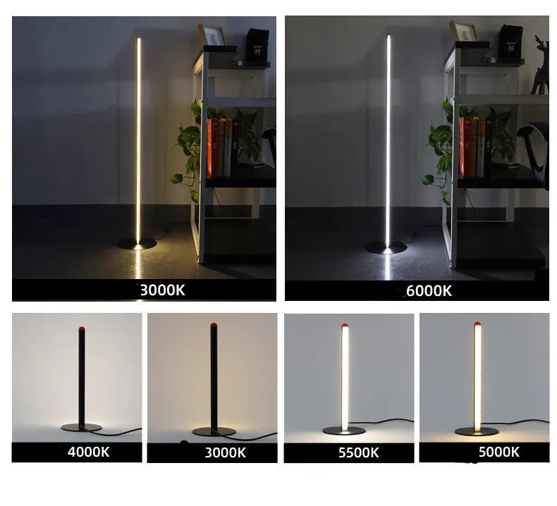 Vertical aluminium alloy floor lamp with USB power connector in modern minimalist design
