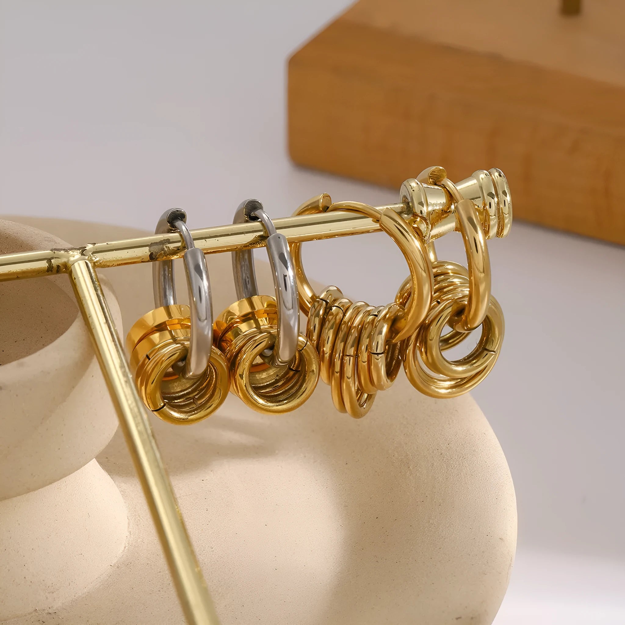 Personality stainless steel ins style earrings with electroplated finish in JDE2405019 colour options