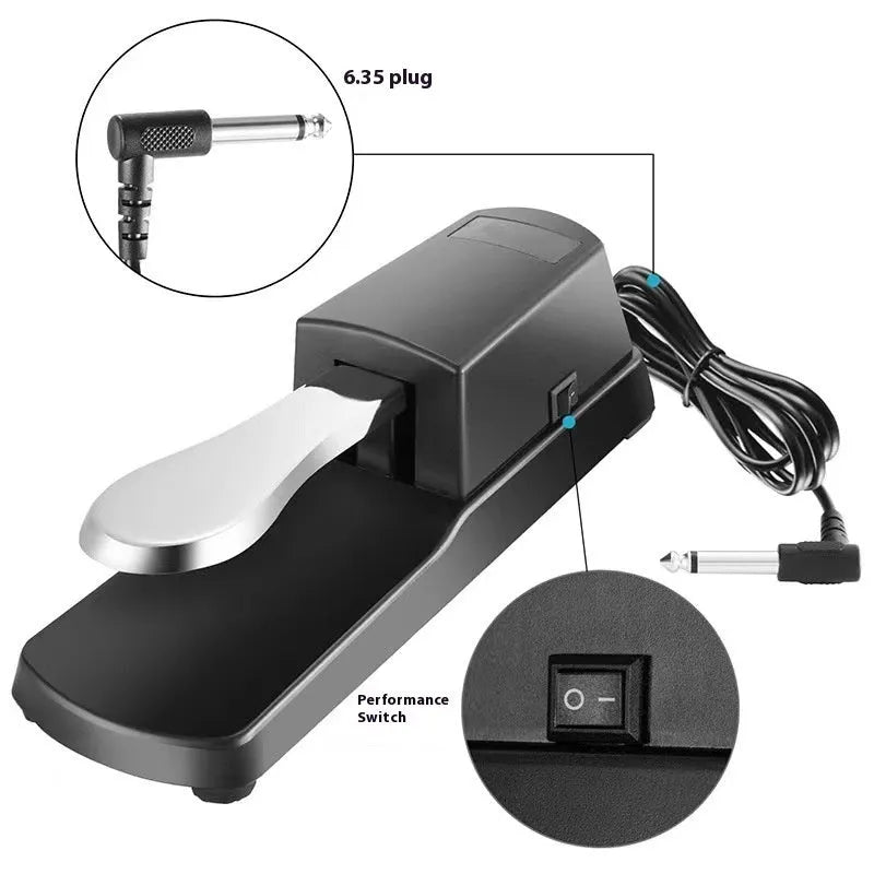 Universal electronic keyboard sustain pedal with single-leg design and ABS plastic construction