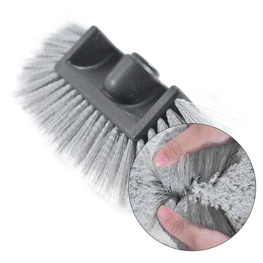 Car wash brush with four-section removable rod and flow-through head in yellow colour