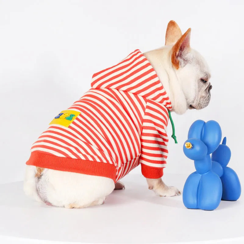 Orange cotton hooded sweater for dogs with Japanese style design