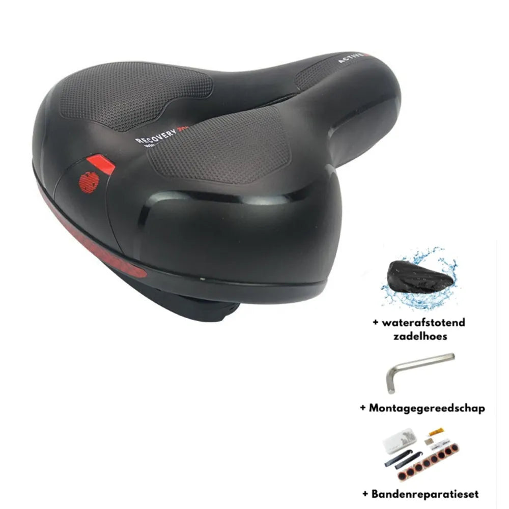 Thickened soft silicone bicycle saddle cushion with PU leather cover and included waterproof cover and tools
